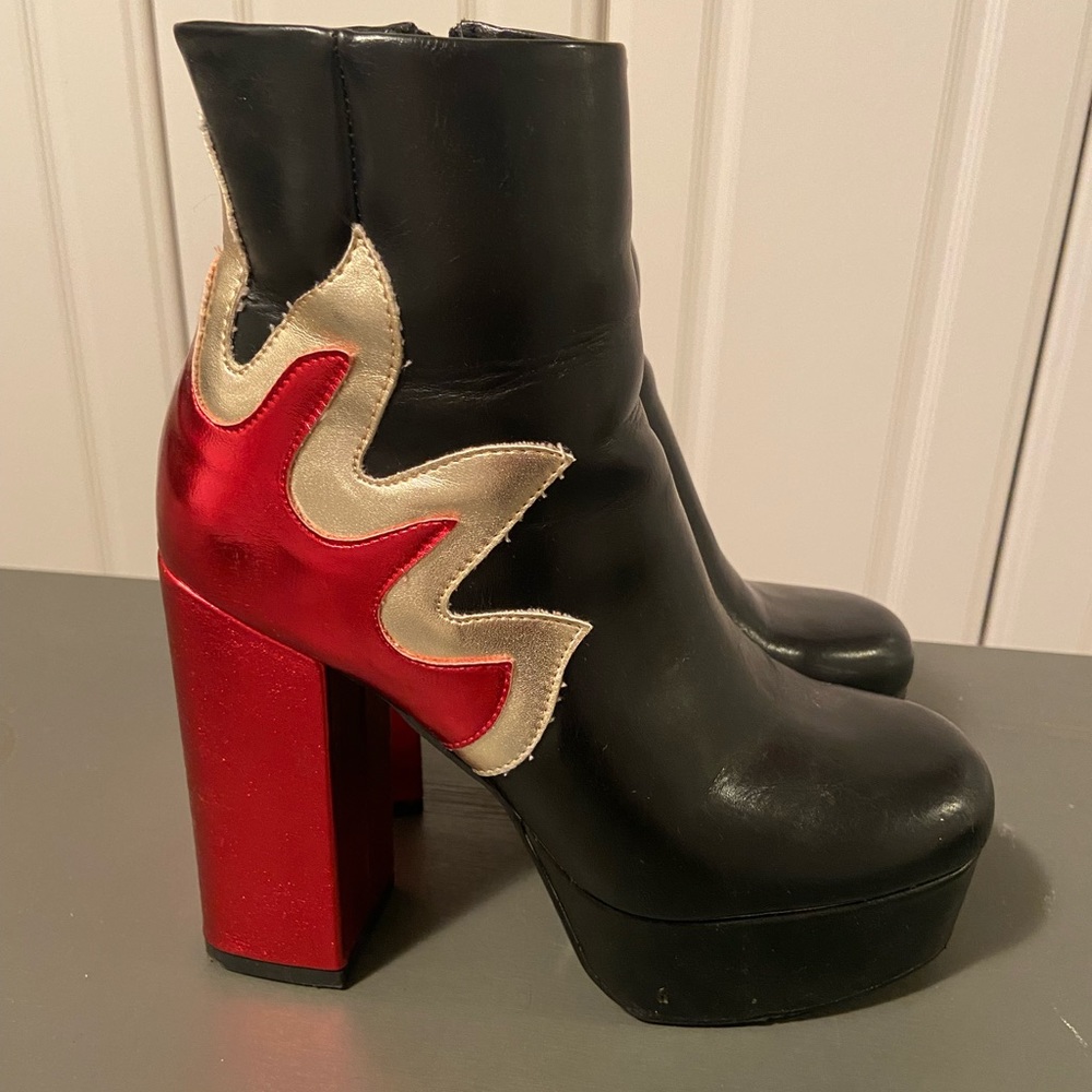 Black Platform Heels with Flames in a Size 5 1/2